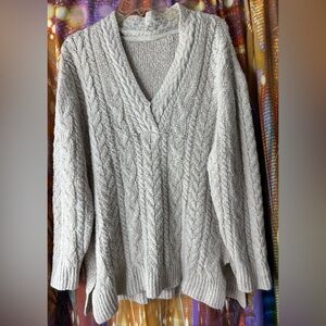 Cozy Cable Knit V-Neck Oversized Sweater ✨